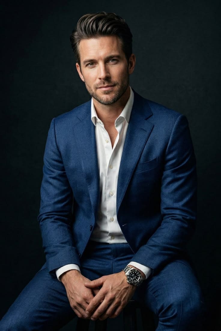 Classic Executive Portrait in Blue Suit