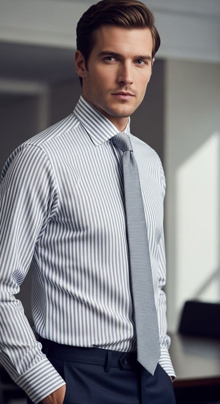 Professional Elegance in Striped Shirt
