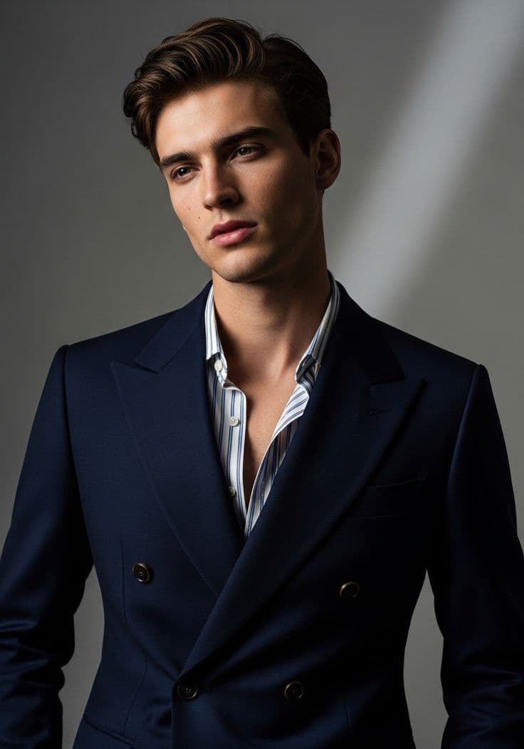 Sophisticated Double-Breasted Suit Portrait