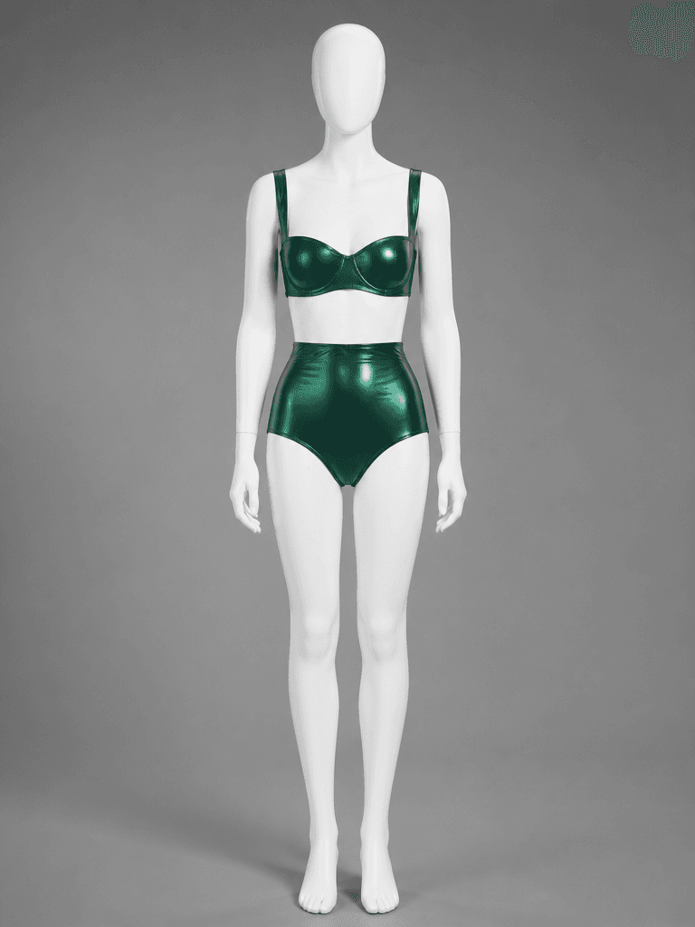 Metallic Green High-Waisted Bikini