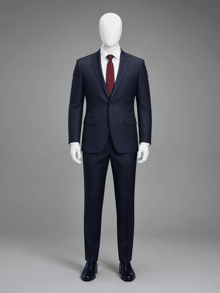 Navy Blue Suit with Red Tie