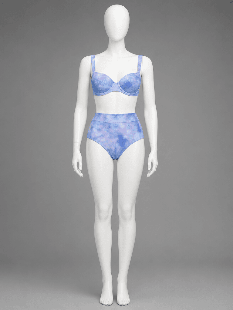 High-Waisted Bikini in Tie-Dye