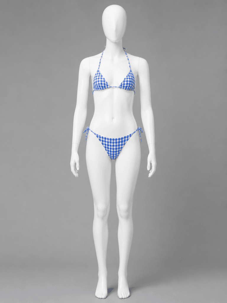 Blue Gingham Triangle Bikini