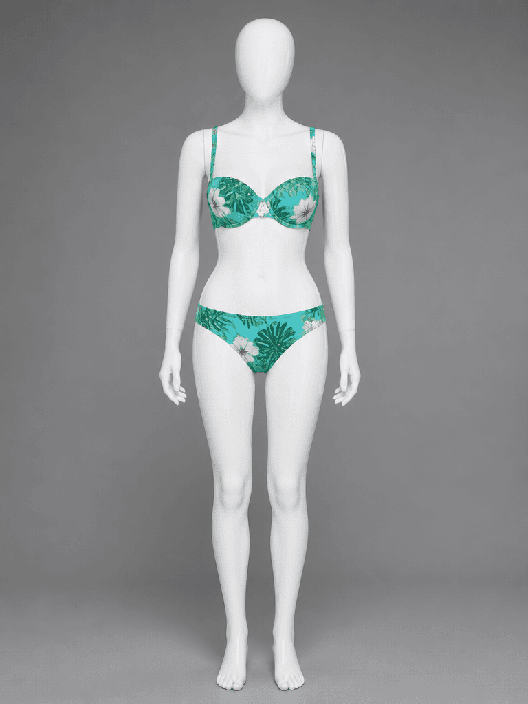 Floral Print Bikini in Teal