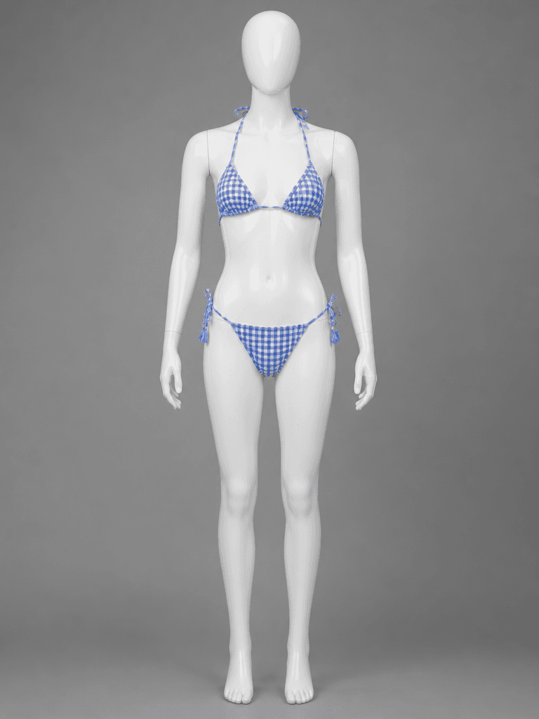 Blue Gingham Triangle Bikini