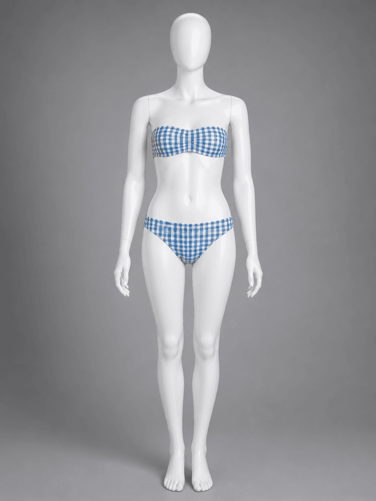 Blue Gingham Bandeau Bikini