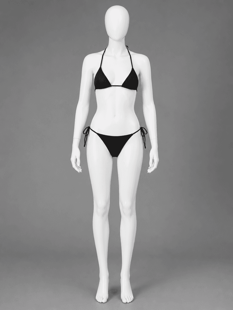 Black Ribbed Triangle Bikini