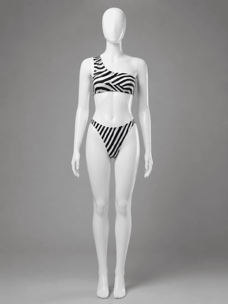 One-Shoulder Zebra Print Bikini