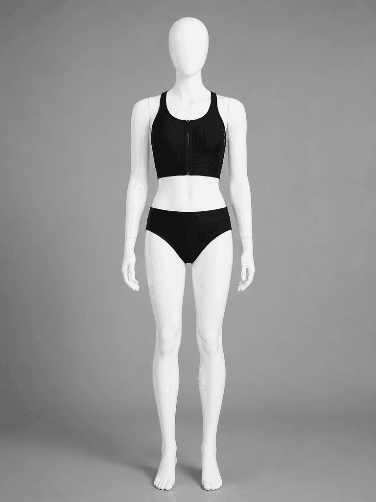 Ribbed Zip-Front Bikini in Black