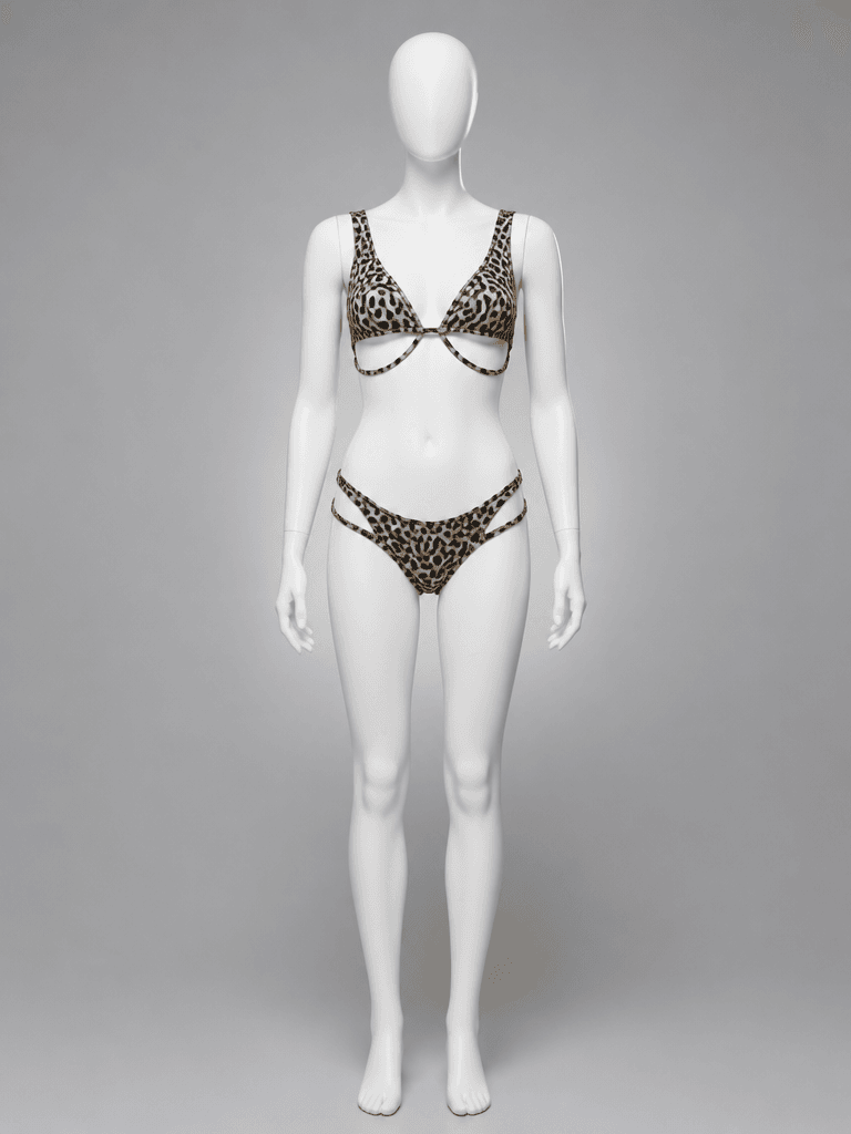 Leopard Print Cutout Bikini