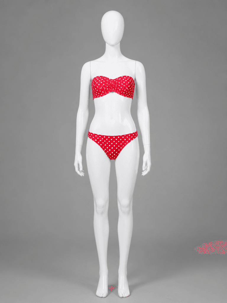 Red Polka Dot Bandeau Bikini