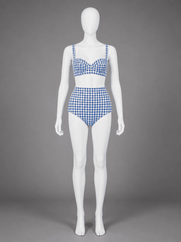 High-Waisted Gingham Bikini