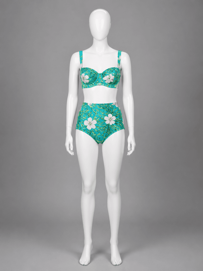 High-Waisted Tropical Floral Bikini