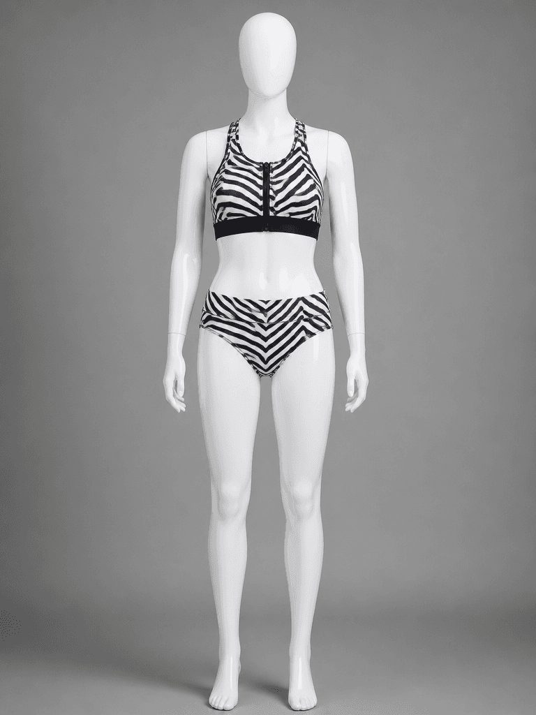 Zebra Print Zip-Front Bikini