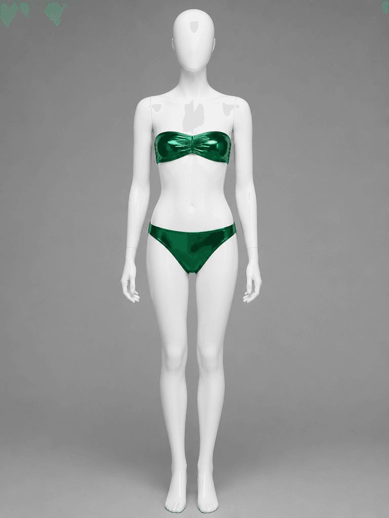 Metallic Green Strapless Bikini