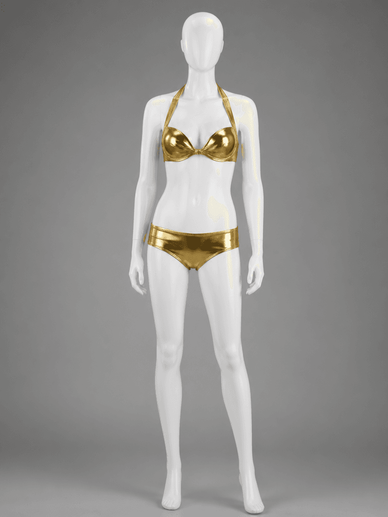 Metallic Gold Halter Bikini