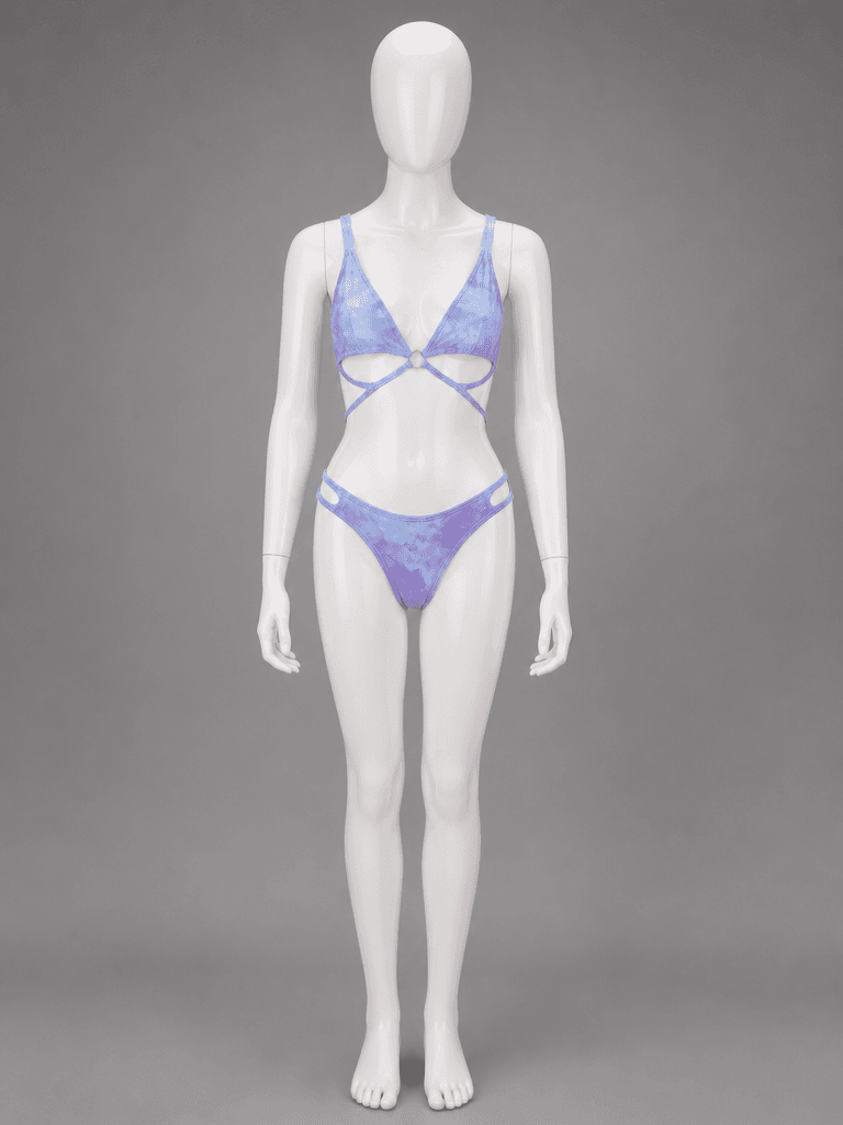Tie-Dye Triangle Bikini with Ring Detail