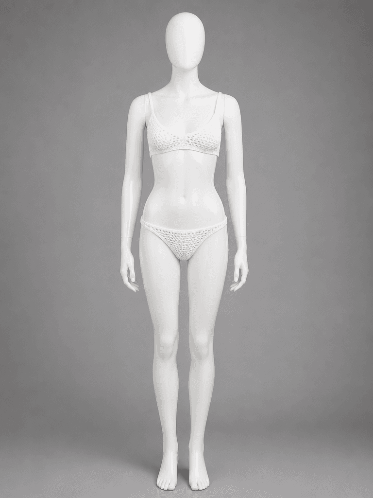 Crochet Triangle Bikini in Off White