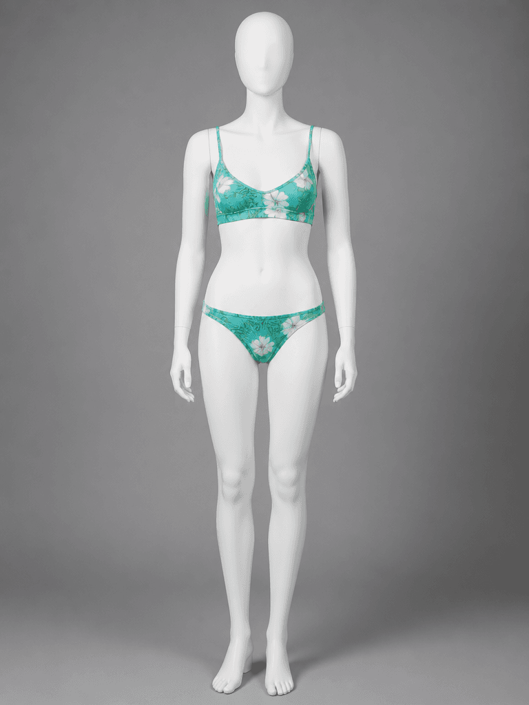 Floral Triangle Bikini in Turquoise