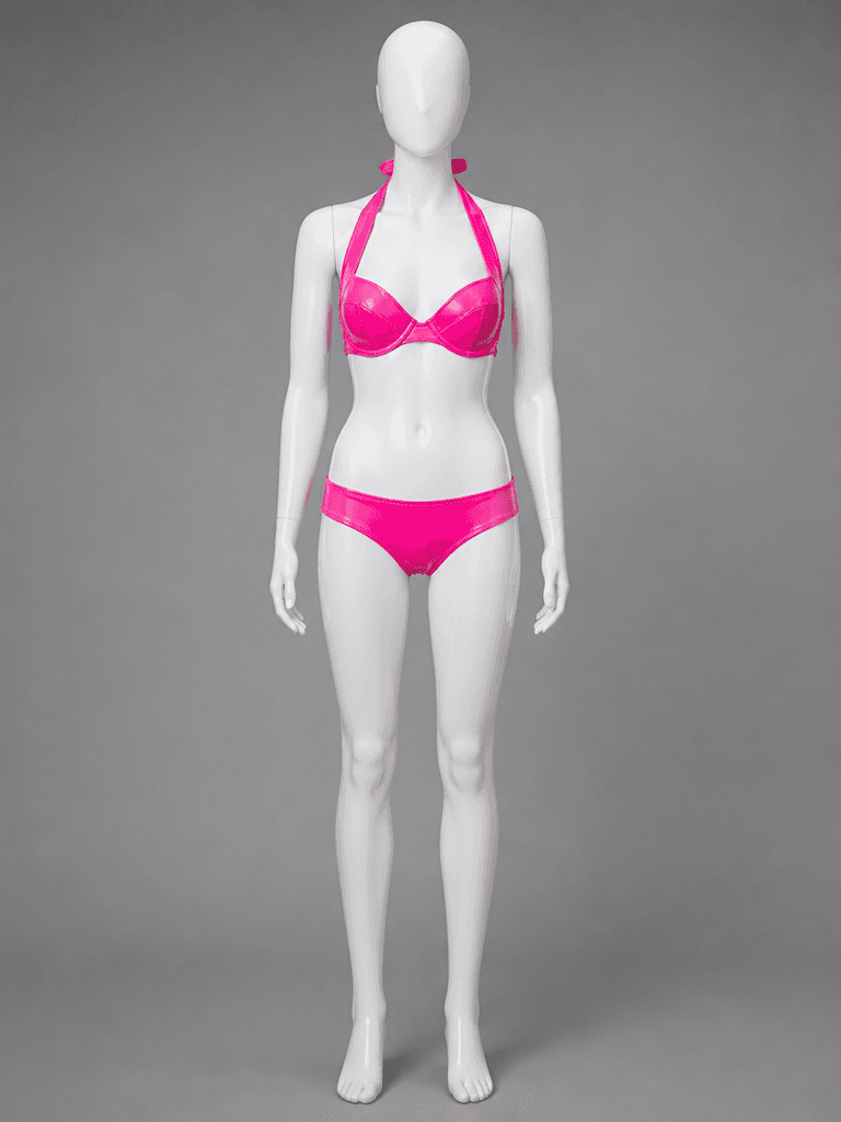 Neon Pink Vinyl Halter Bikini