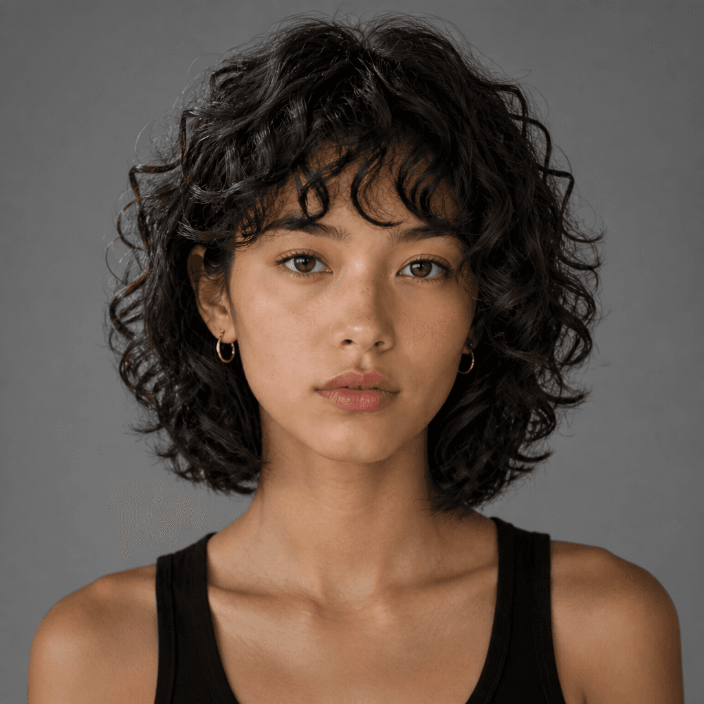 Curly Shag with Bangs