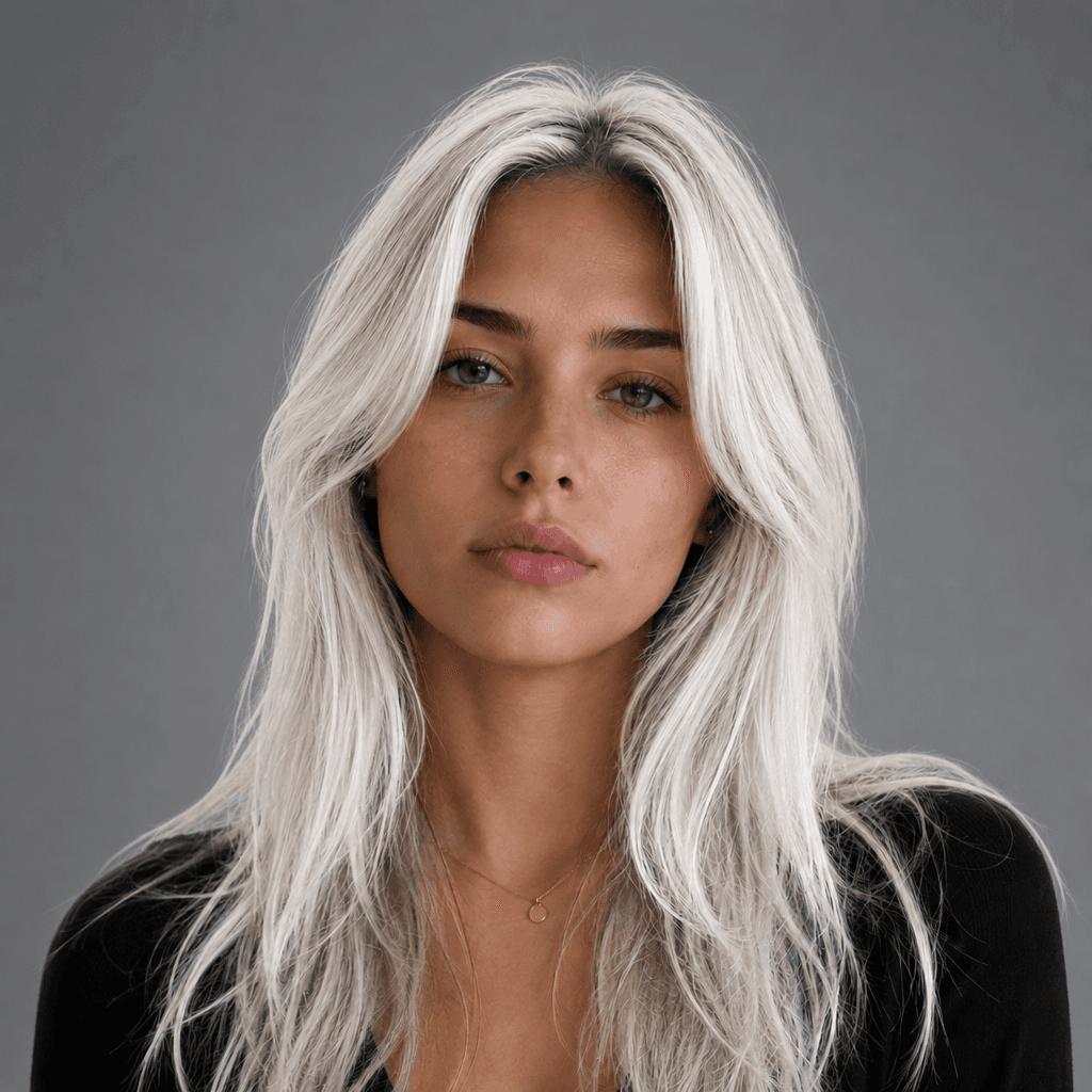 Platinum Blonde Curtain Bangs