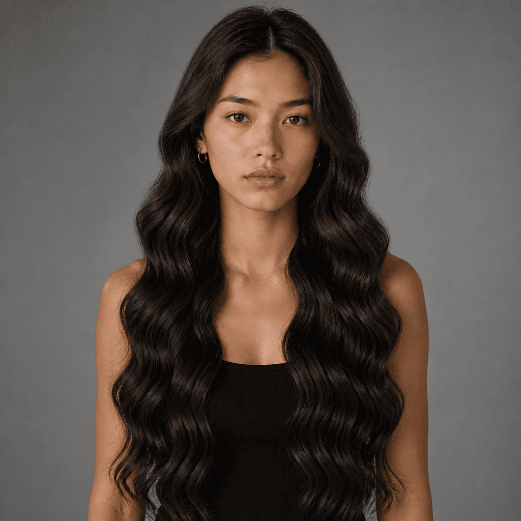 Long Wavy Dark Brunette Hair