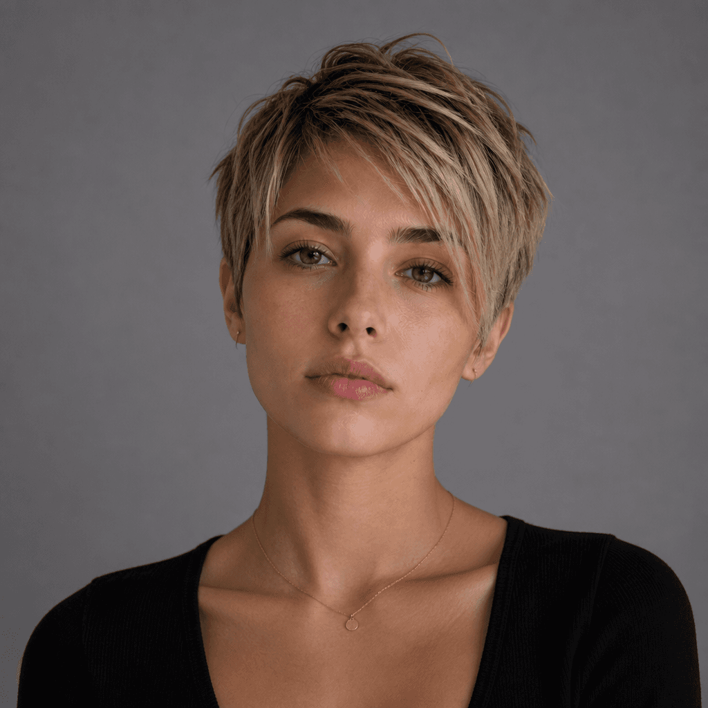 Pixie Cut with Highlighted Fringe