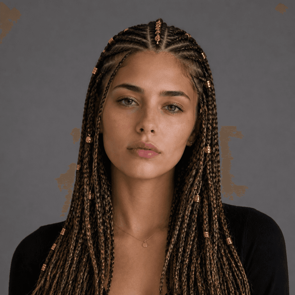 Box Braids with Gold Cuffs