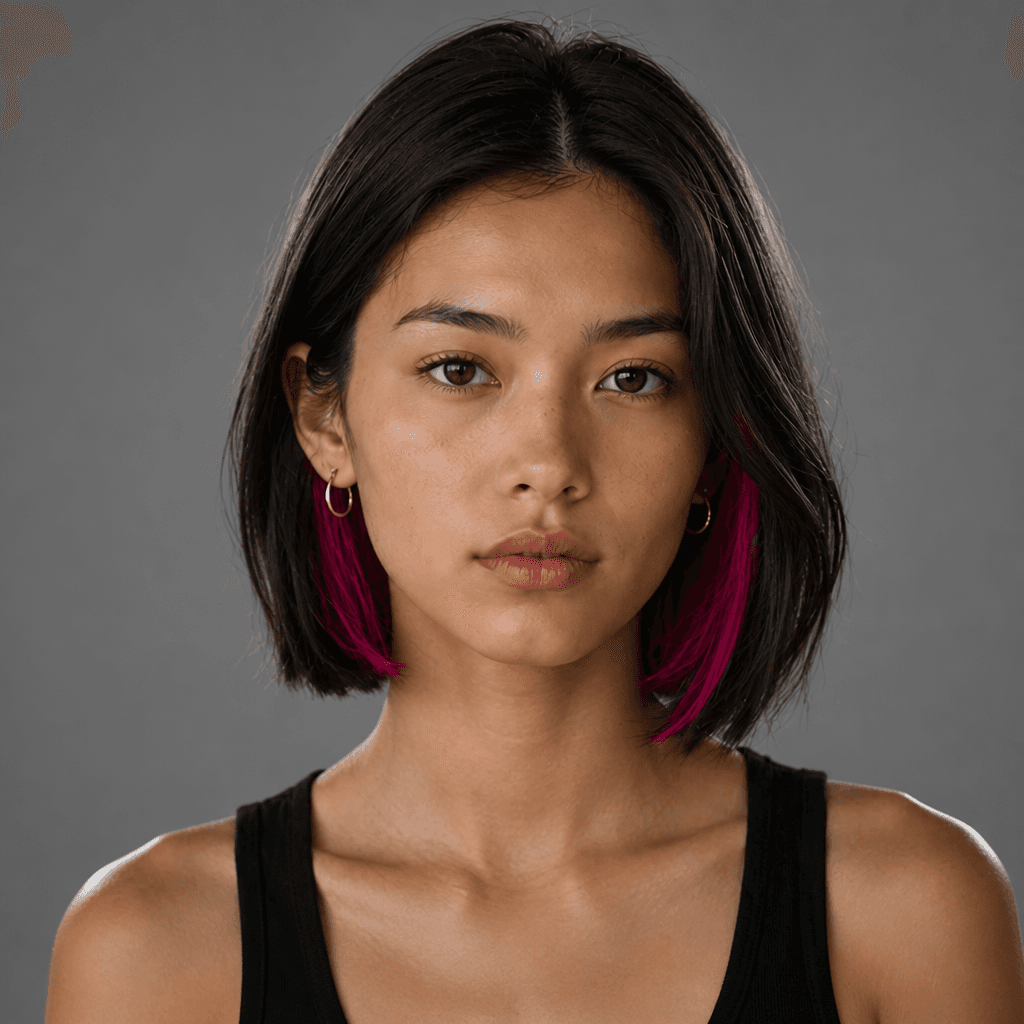 Dark Bob with Magenta Highlights