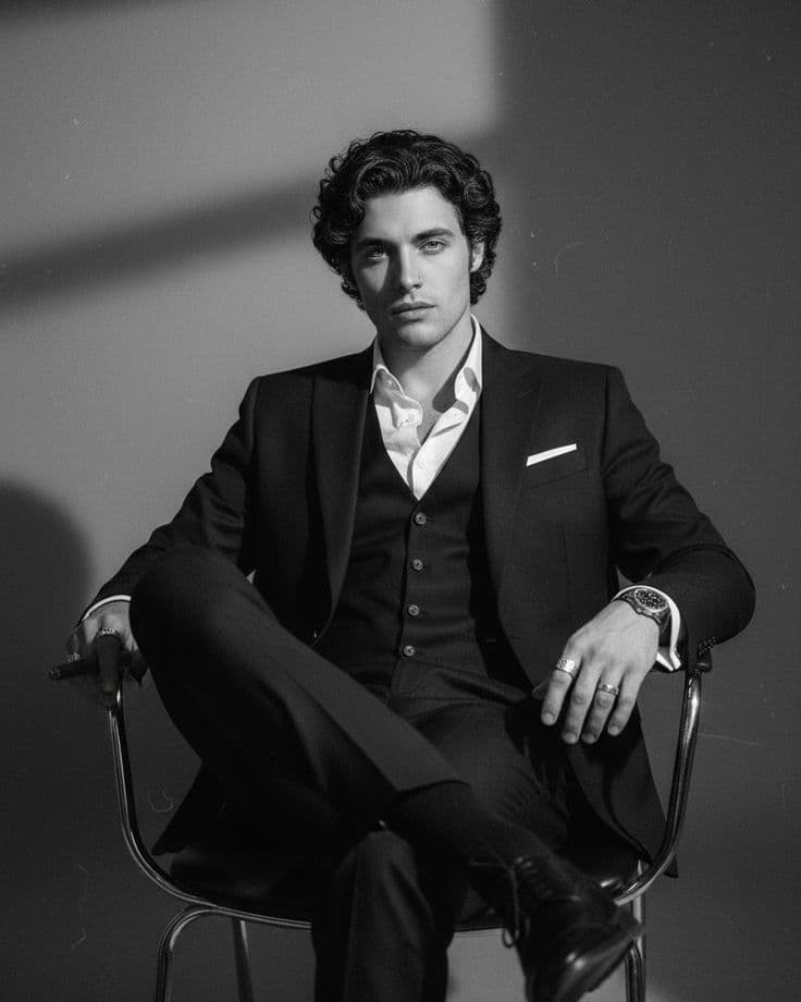 Classic Suit Portrait in Monochromatic Noir