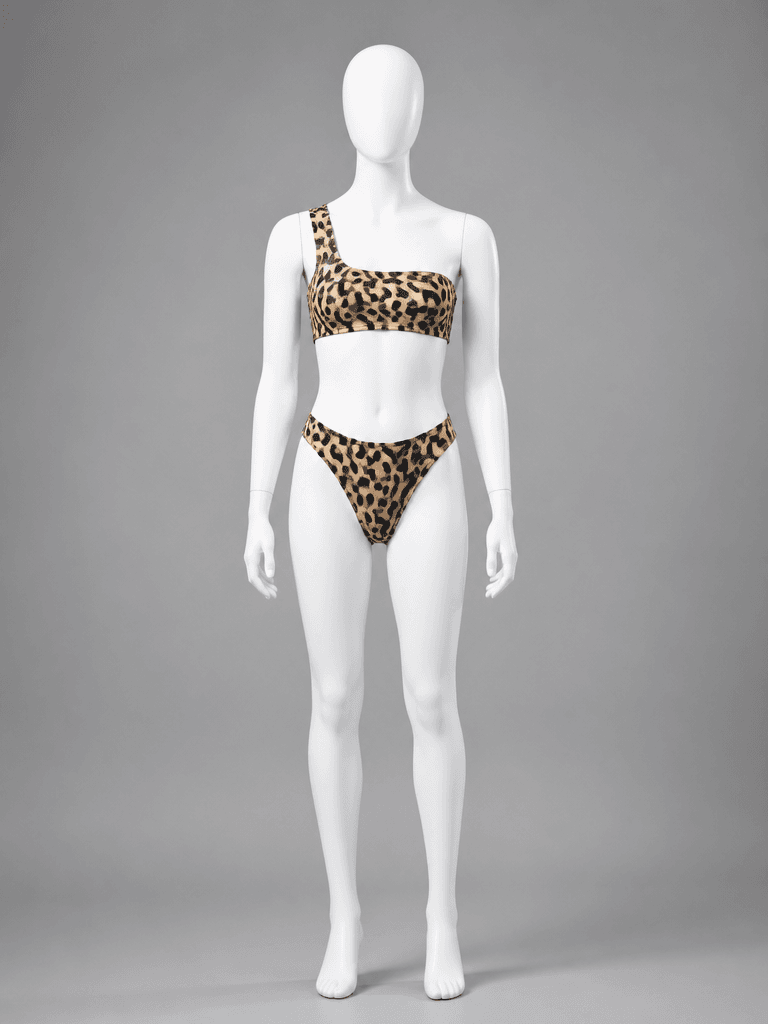 One-Shoulder Leopard Print Bikini