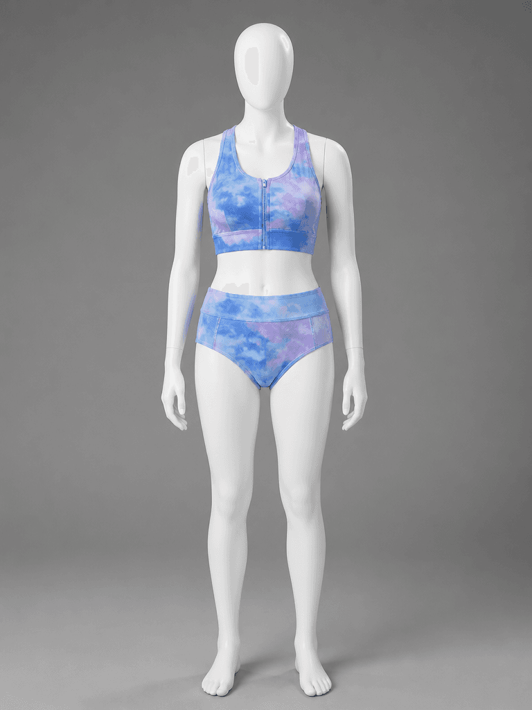 Tie-Dye Zip Front Bikini