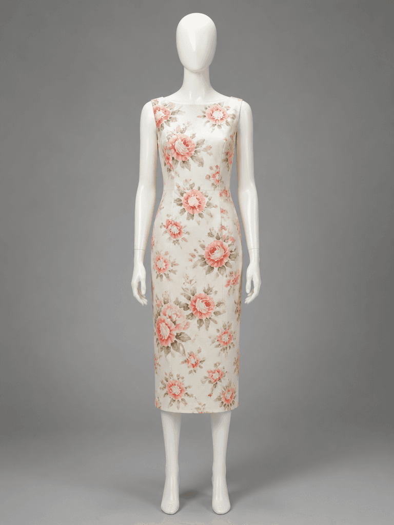 Floral Print Midi Sheath Dress