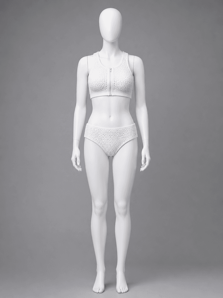 Textured Zip Front Bikini in White