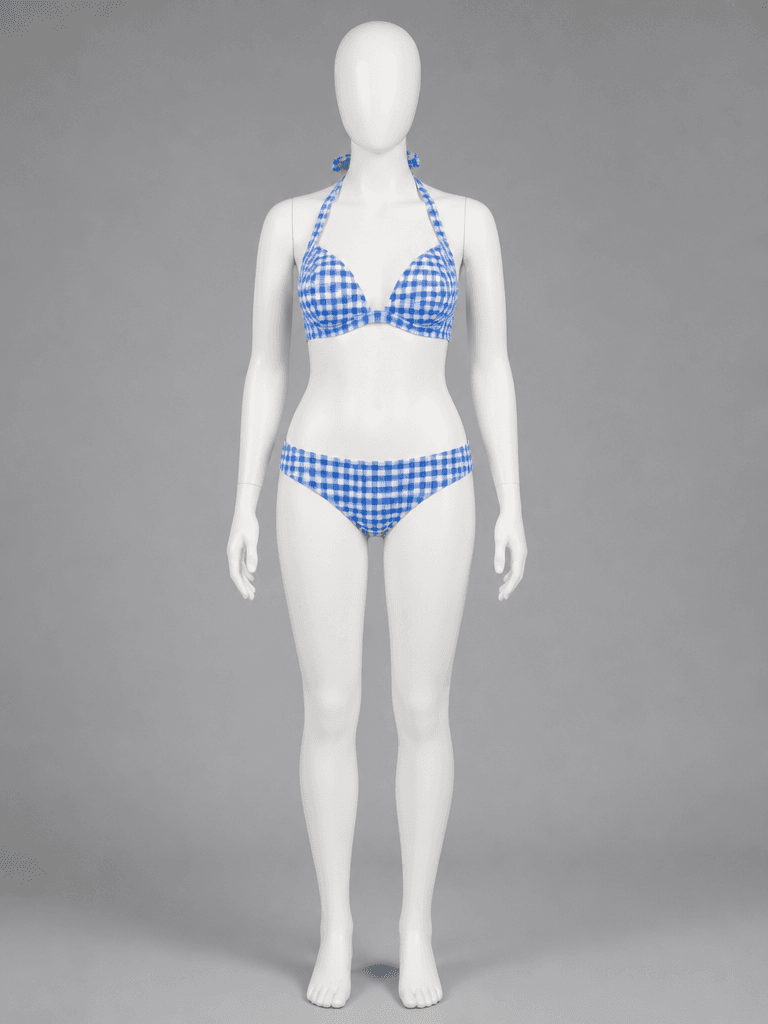 Blue Gingham Triangle Bikini