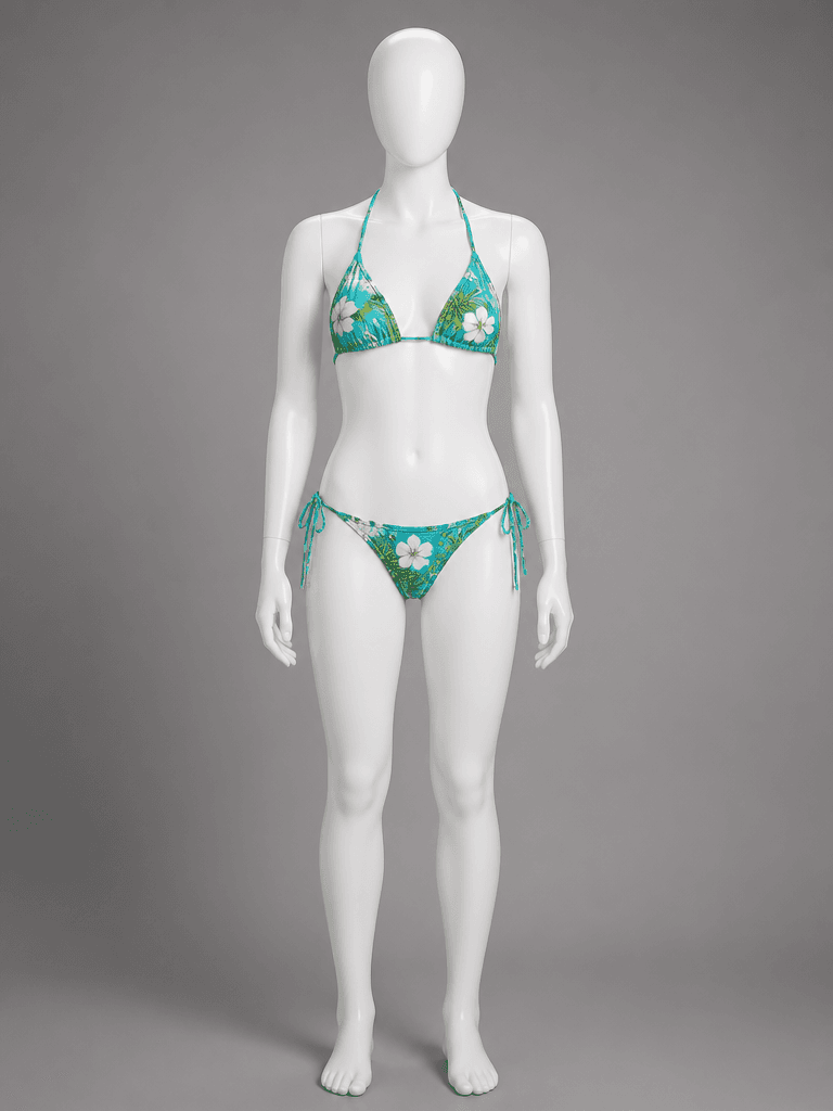 Floral Triangle Bikini in Blue