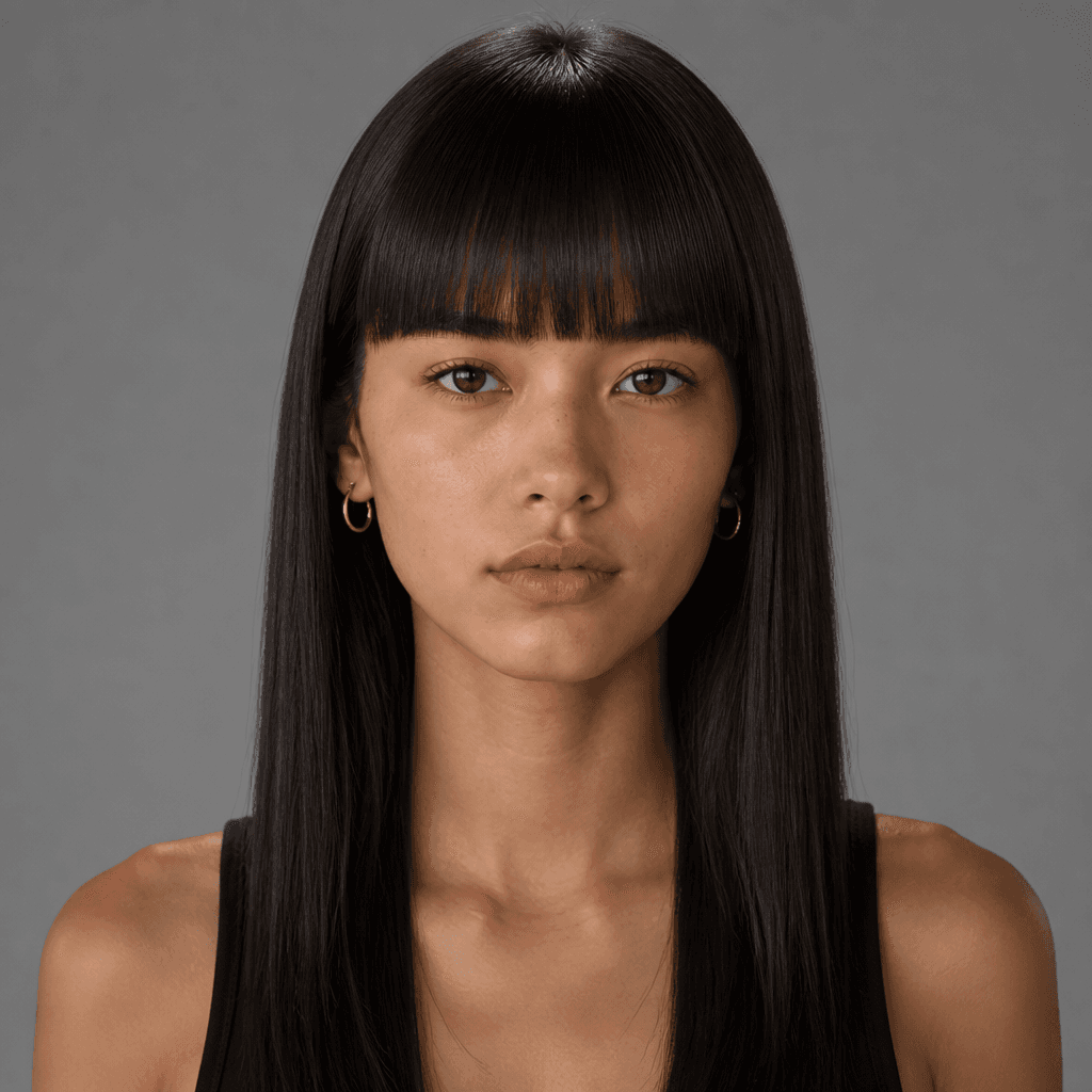 Straight Hair with Full Bangs