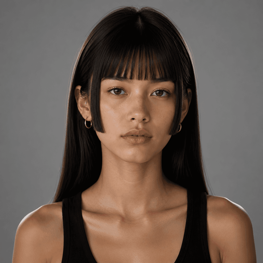 Straight Hair with Hime Cut Bangs