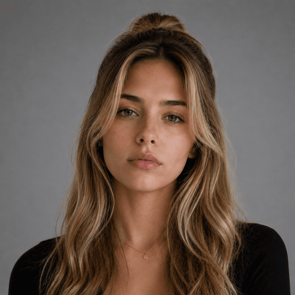 Half-Up Top Knot with Face-Framing Highlights